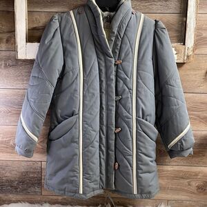 Dawn Puffer Jacket Vintage 90’s, Size 11/12, Gray and White , Winter Coat